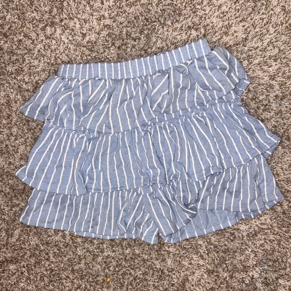 Free Style Revolution Girls Blue & White Striped Tiered Ruffle Shorts | Size 8